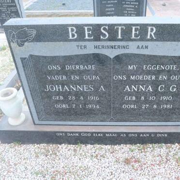 BESTER Johannes A. 1916-1994 &amp; Anna C.G. 1910-1981