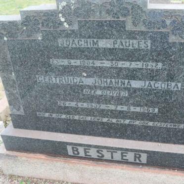 BESTER Joachim Paules 1904-1952 &amp; Gertruida Johanna Jacoba OLIVIER 1907-1969
