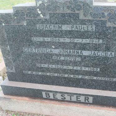 BESTER Joachim Paules 1904-1952 &amp; Gertruida Johanna Jacoba OLIVIER 1907-1969