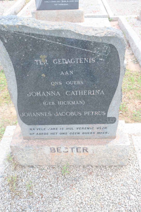 BESTER Johannes Jacobus Petrus 1875-1918 &amp; Johanna Catharina nee HICKMAN 1879-1965