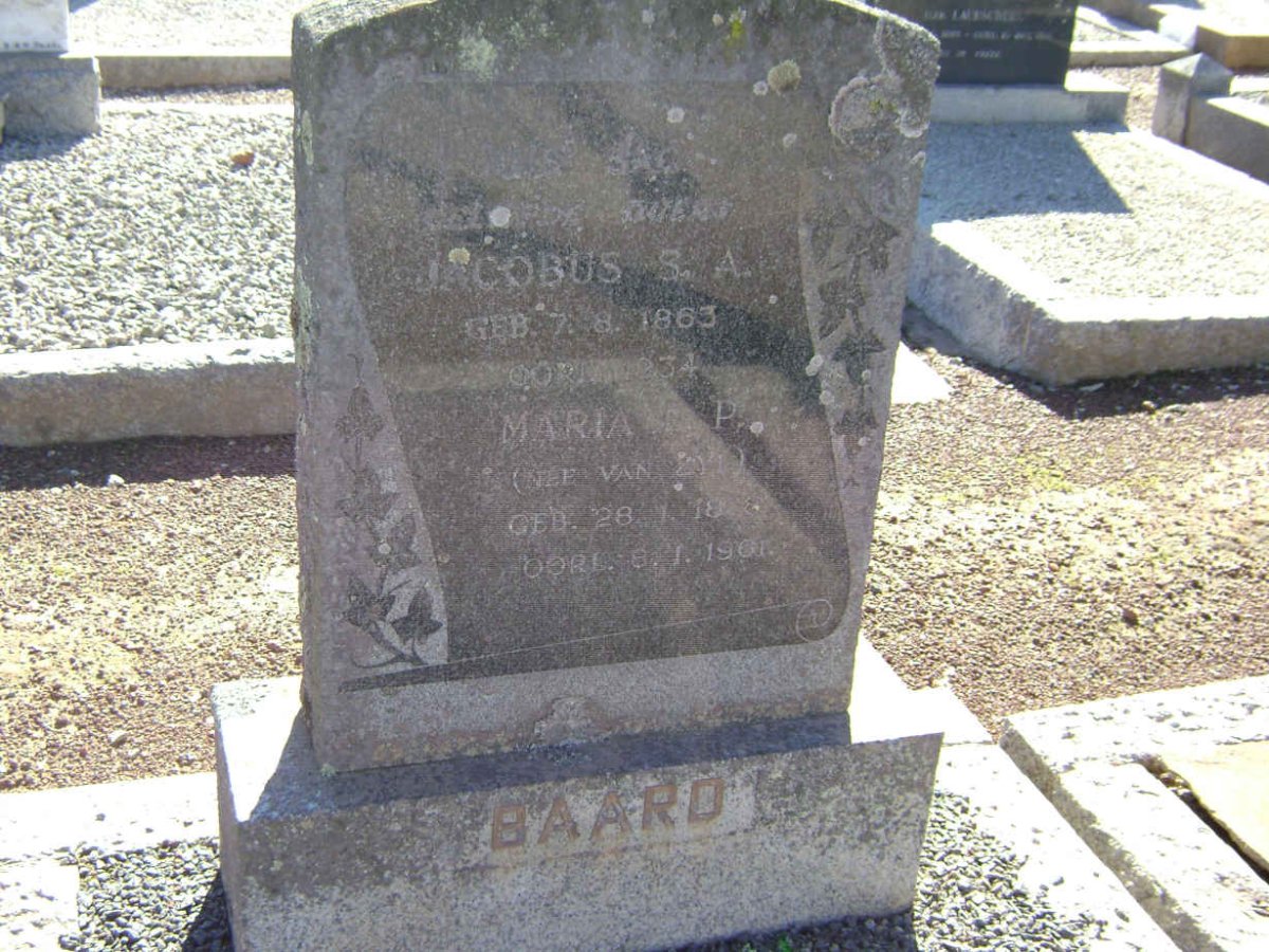 BAARD Jacobus S.A. 1863-1934 &amp; Maria P. VAN ZYL  ?-1961