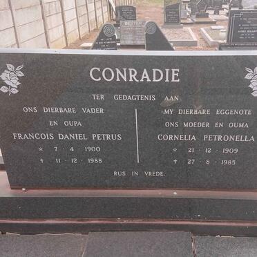 CONRADIE Francois Daniel Petrus 1900-1988 &amp; Cornelia Petronella 1909-1985