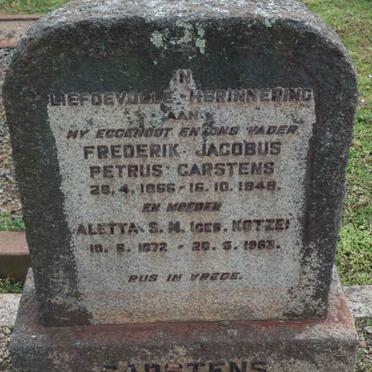 CARSTENS Frederik Jacobus Petrus 1866-1948 &amp; Aletta S.M. KOTZE 1872-1963