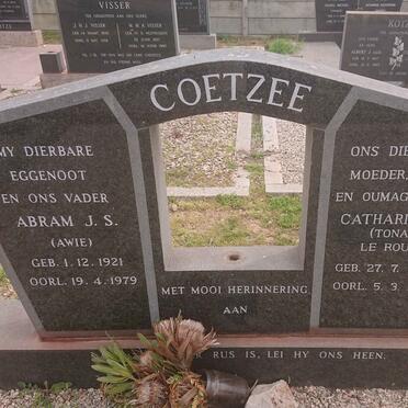 COETZEE Abram J.S. 1921-1979 &amp; Catharina J. LE ROUX 1933-2021