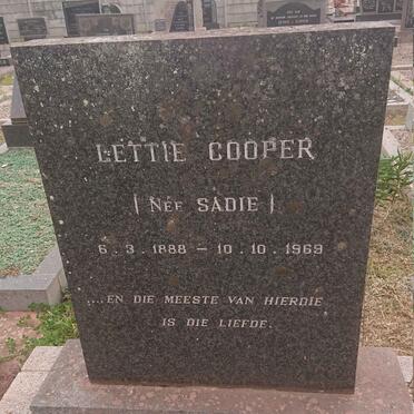 COOPER Lettie nee SADIE 1888-1969
