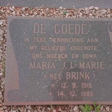 GOEDE Maria J.J., de nee BRINK 1919-1985
