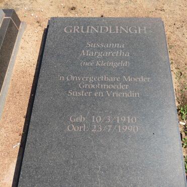 GRUNDLINGH Susanna Margaretha nee KLEINGELD 1910-1990