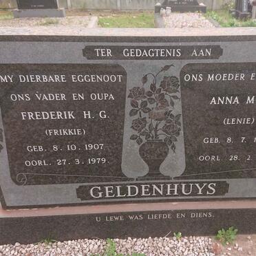 GELDENHUYS Frederik H.G. 1907-1979 &amp; Anna M.A. 1909-1987