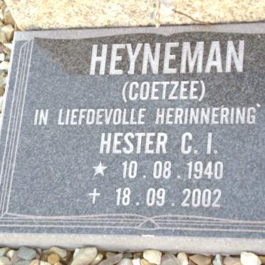 HEYNEMAN Hester C.I. nee COETZEE 1940-2002