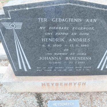 HEYDENRYCH Hendrik Andries 1890-1960 &amp; Johanna Barendina 1896-1993