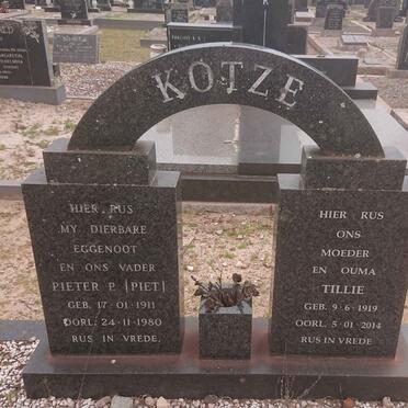 KOTZE Pieter P. 1911-1980 &amp; Tillie 1919-2014