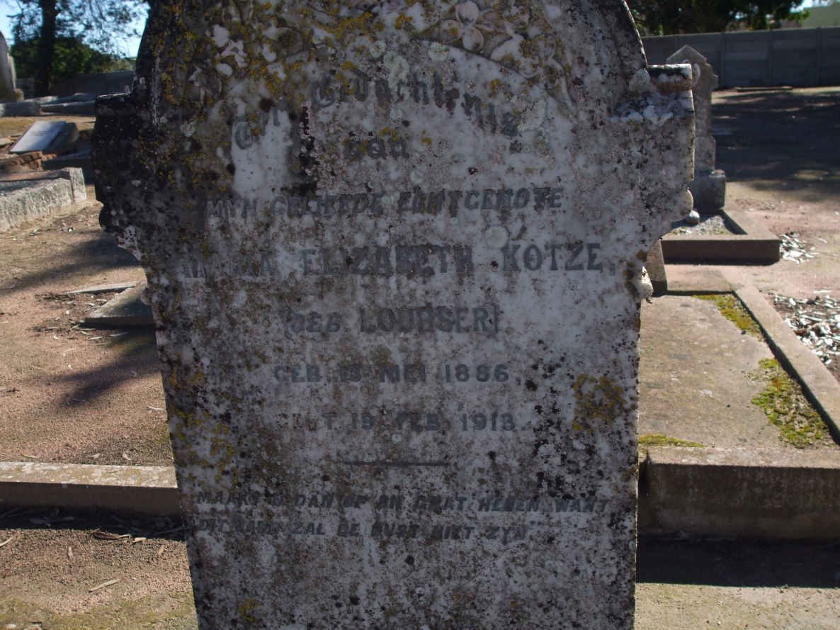 KOTZE Maria Elizabeth nee LOUBSER 1886-1913