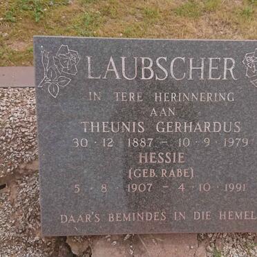 LAUBSCHER Theunis Gerhardus 1887-1979 &amp; Hessie RABE 1907-1991
