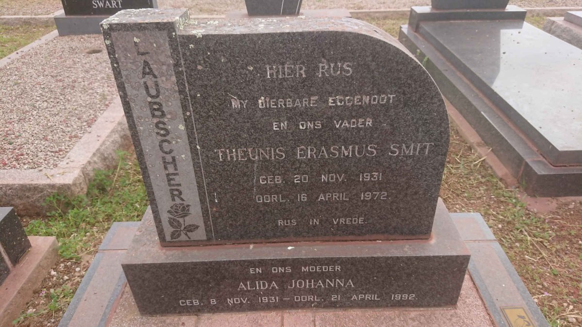 LAUBSCHER Theunis Erasmus Smit 1931-1972 &amp; Alida Johanna 1931-1992