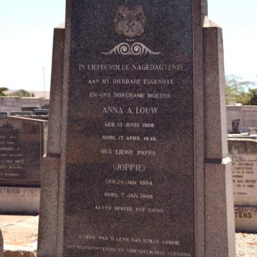 LOUW Joppie 1904-1968 &amp; Anna A. 1908-1946