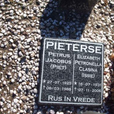 PIETERSE Petrus Jacobus 1925-1988 &amp; Elizabeth Petronella Clasina 1931-2006