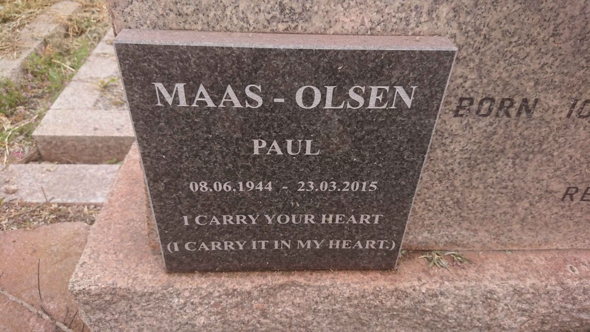 OLSEN Paul, MAAS- 1944-2015