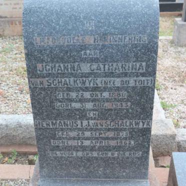 SCHALKWYK Hermanus I.J.,van 1875-1962 &amp; Johanna Catharina DU TOIT 1880-1943