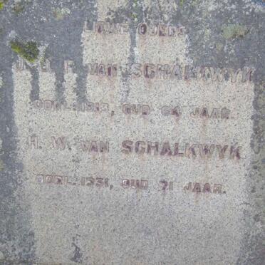 SCHALKWYK J.J.F., van  -1913 &amp; H.W.  -1931 