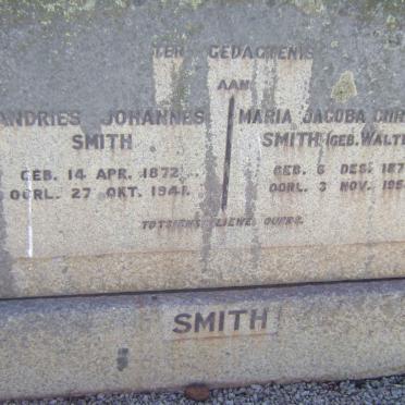 SMITH Andries Johannes 1872-1941 &amp; Maria Jacoba Christina WALTERS 1870-1958