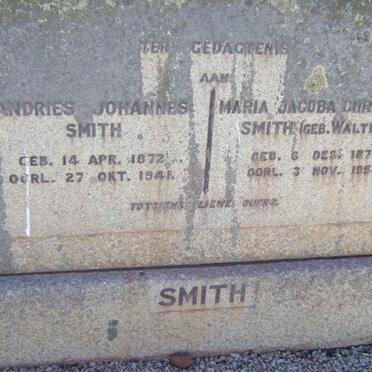 SMITH Andries Johannes 1872-1941 &amp; Maria Jacoba Christina WALTERS 1870-1958