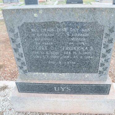 UYS Gert C. 1896-1960 &amp; Frederika S.1906-1984