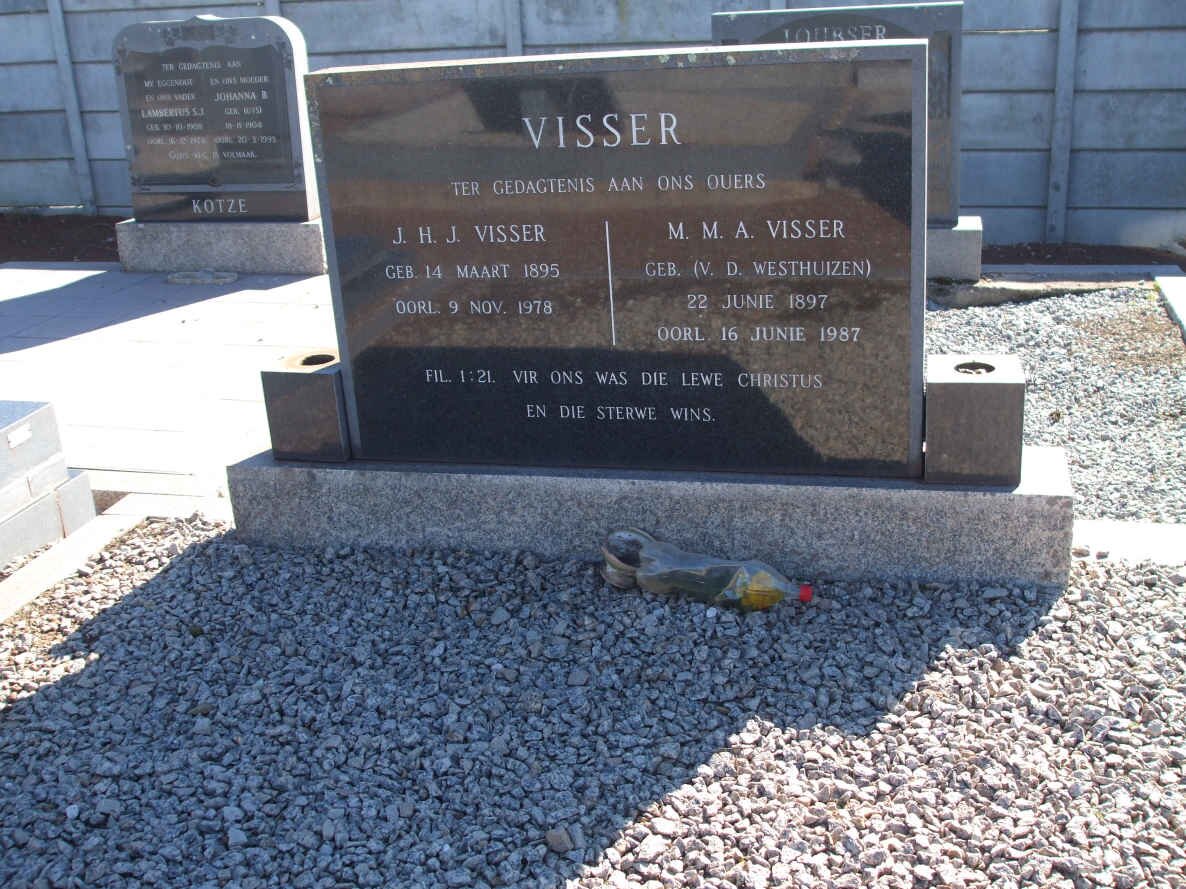 VISSER J.H.J. 1895-1978 &amp; M.M.A. VAN DER WESTHUIZEN 1897-1987