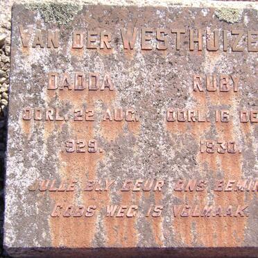 WESTHUIZEN Dadda, van der  -1929 &amp; Ruby  -1930
