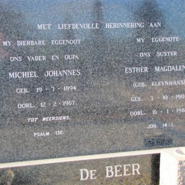 BEER Michiel Johannes, de 1894-1967 &amp; Esther Magdalena KLEYNHANS 1904-1984