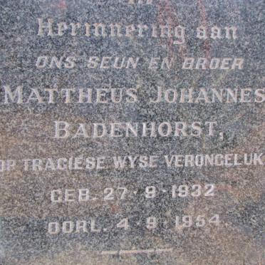 BADENHORST Mattheus Johannes 1932-1954