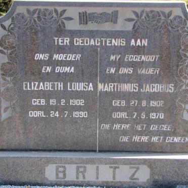 BRITZ Marthinus Jacobus 1902-1970 &amp; Elizabeth Louisa 1902-1990
