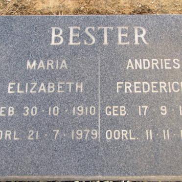 BESTER Andries Frederick 1909-1985 &amp; Maria Elizabeth 1910-1979