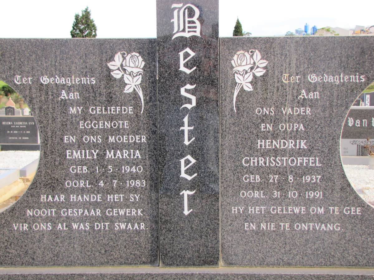 BESTER Hendrik Chrisstoffel 1937-1991 &amp; Emily Maria 1940-1983