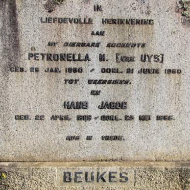 BEUKES Hans Jacob 1889-1965 &amp; Petronella M. UYS 1890-1960