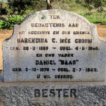 BESTER Daniel 1878-1968 &amp; Barendina C. CROUS 1889-1966