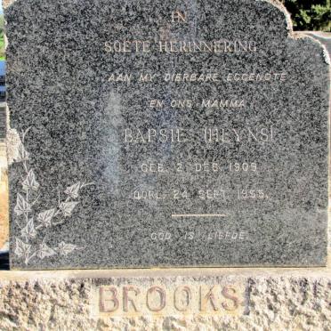 BROOKS Bapsie geb HEYNS 1909-1955