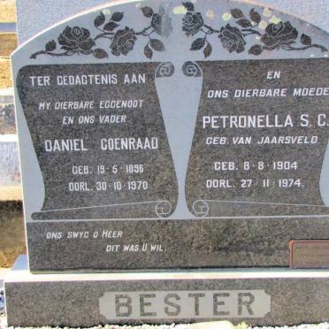 BESTER Daniel Coenraad 1896-1970 &amp; Petronella S.C. VAN JAARSVELD 1904-1974