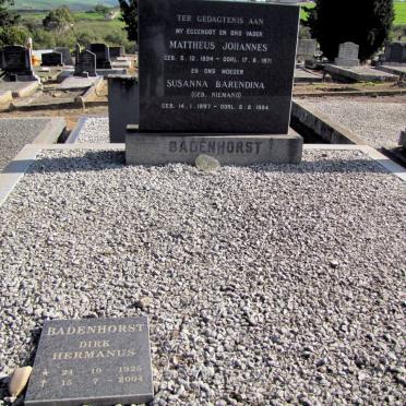 BADENHORST Mattheus Johannes 1894-1971 &amp; Susanna Barendina NIEMAND 1897-1984 :: BADENHORST Dirk Hermanus 1925-2004