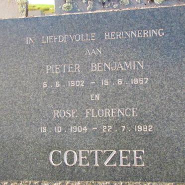 COETZE Pieter Benjamin 1902-1967 &amp; Rose Florence 1904-1982