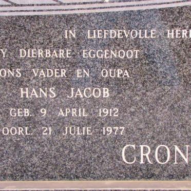 CRONJE Hans Jacob 1912-1977