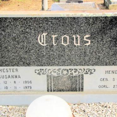 CROUS Hendrik B. 1904-1982 &amp; Hester Susanna 1906-1979