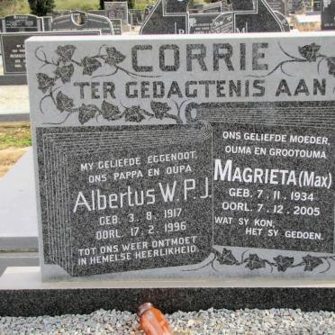 CORRIE Albertus W.P.J. 1917-1996 &amp; Magrieta 1934-2005