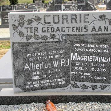 CORRIE Albertus W.P.J. 1917-1996 &amp; Magrieta 1934-2005