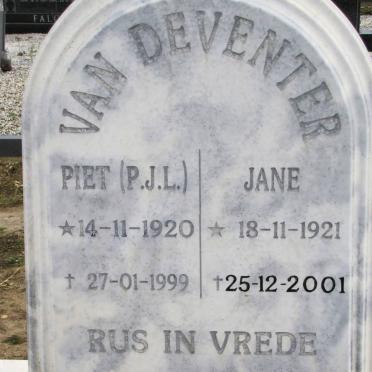 DEVENTER P.J.L., van 1920-1999 &amp; Jane 1921-2001 