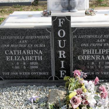 FOURIE Philippus Coenraad J. 1920-1998 &amp; Catharina Elizabeth 1920-1998