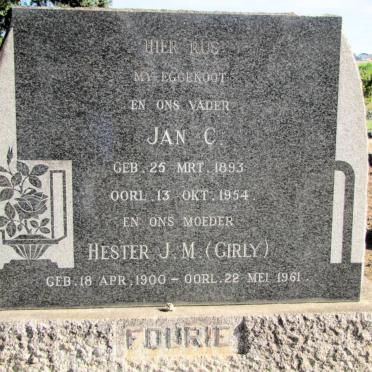 FOURIE Jan C. 1893-1954 &amp; Hester J.M. 1900-1961