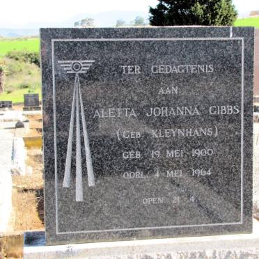 GIBBS Aletta Johanna geb KLEYNHANS 1900-1964