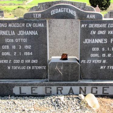 GRANGE Johannes Petrus, le 1909-1969 &amp; Cornelia Johanna OTTO 1912-1984