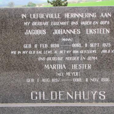 GILDENHUYS Jacobus Johannes Eksteen 1898-1975 &amp; Martha Hester MEYER 1897-1986