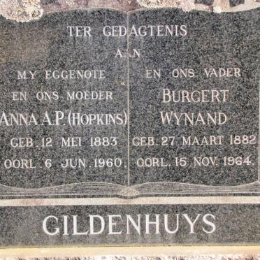 GILDENHUYS Burgert Wynand 1882-1964 &amp; Anna A.P. HOPKINS 1883-1960